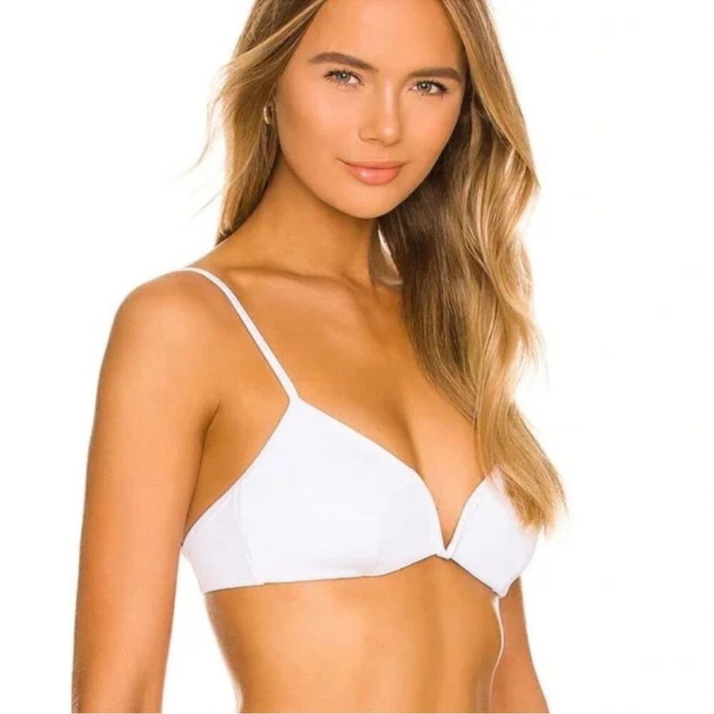 NWT l*space Helena Bikini Top White sz XL Revolve V-Wire Bralette Ribbed Summer
